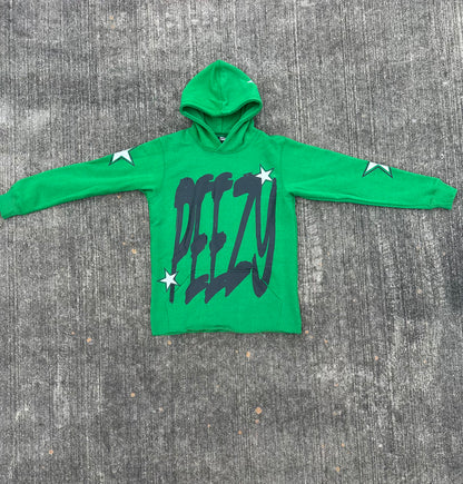 Green 'PEEZY' Hoodie (Photo Reflective Stars)