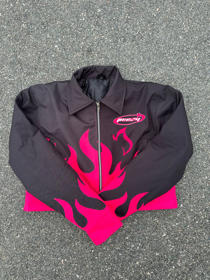 Women’s PNK/BLK flame collar jacket