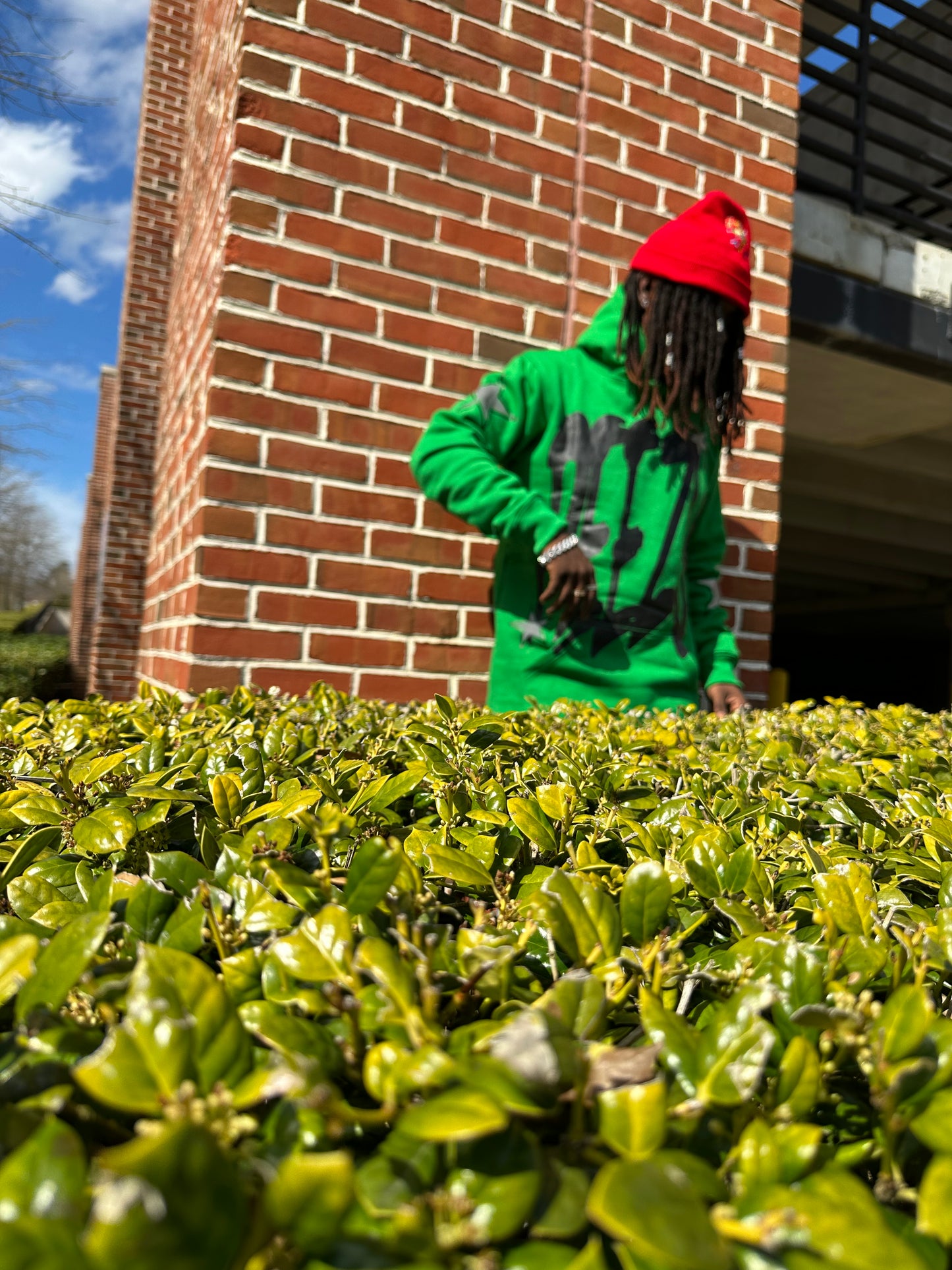 Green 'PEEZY' Hoodie (Photo Reflective Stars)