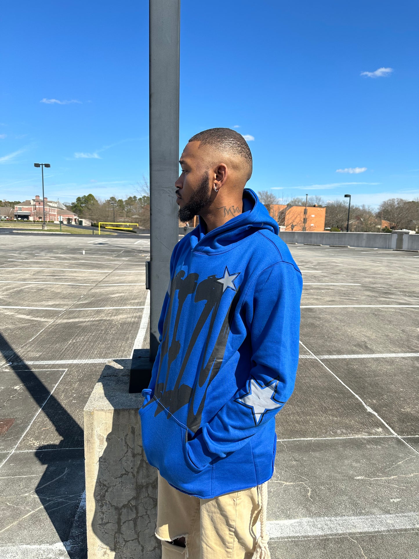 Blue 'PEEZY' Hoodie (Photo Reflective Stars)